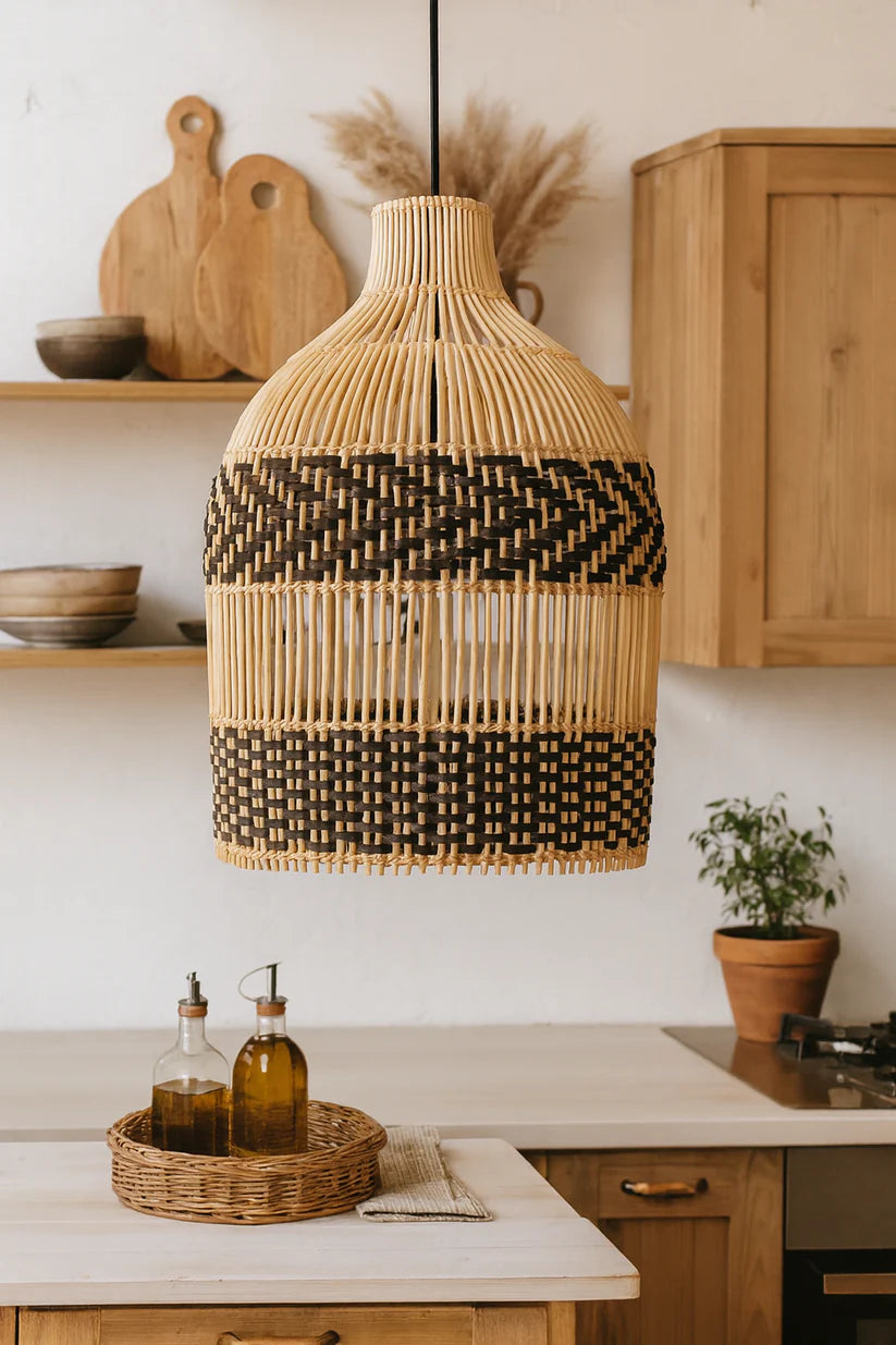 Bamboo Hanging Light for Kitchen | Cane Pendant Lamp - Iker