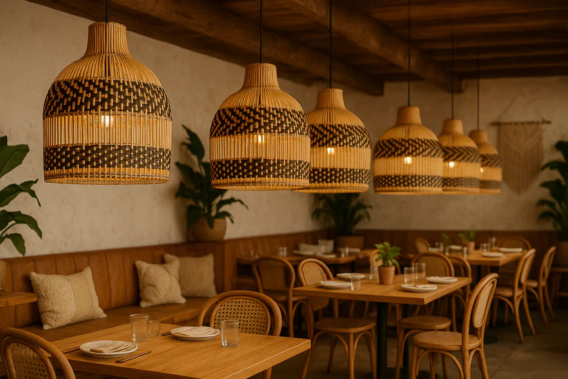 Bamboo Hanging Light for Kitchen | Cane Pendant Lamp - Iker