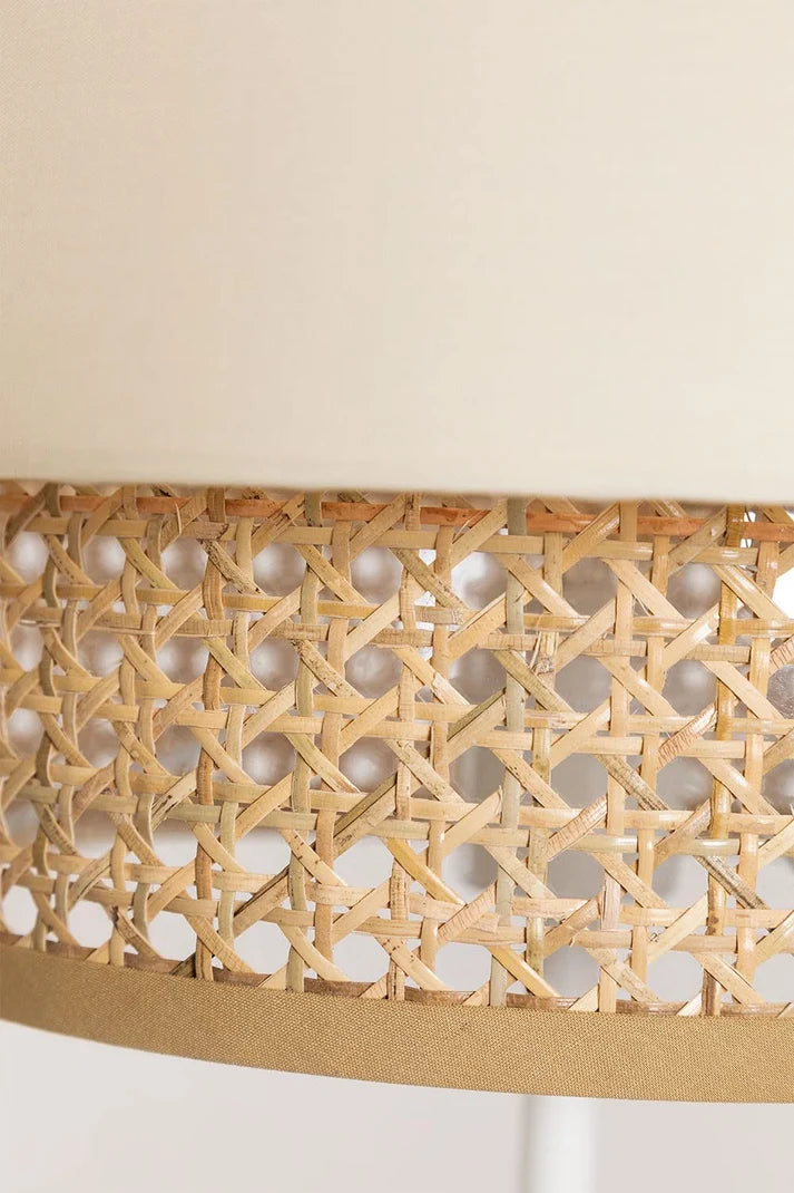 Rattan Cane Floor Lamp for Study Room | Coastal Standing Lamp - Aericka