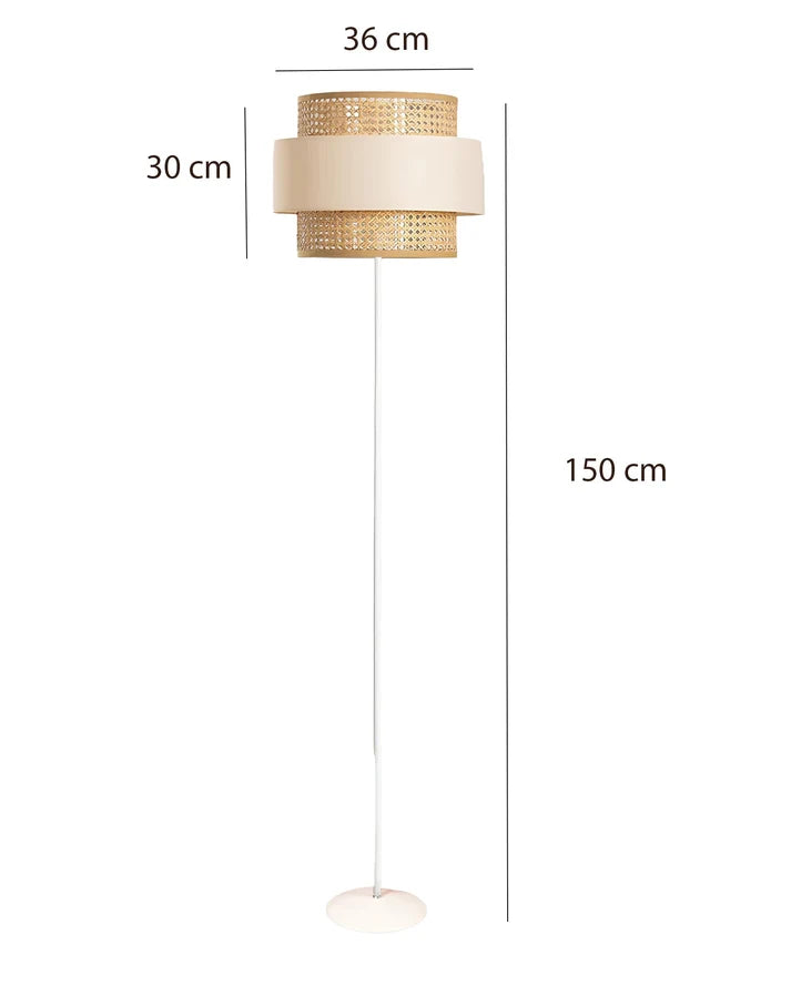 Rattan Cane Floor Lamp for Study Room | Coastal Standing Lamp - Aericka