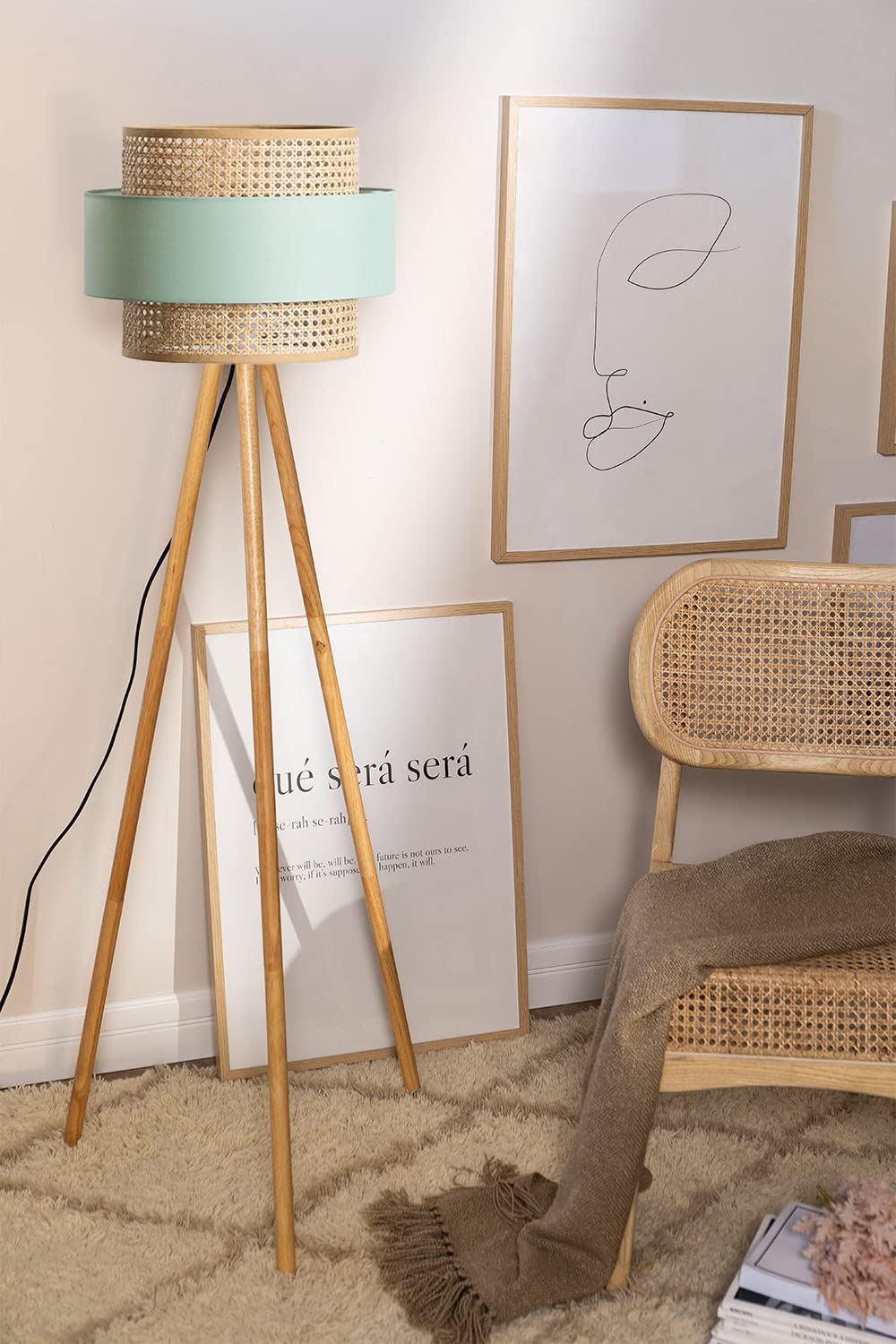 Rattan Cane Webbing Floor Lamp Bamboo Floor Lamp Cane Floor Lamp -Aidana by Luxury Rattan Handicrafts  - Lighting > Floor Lamps