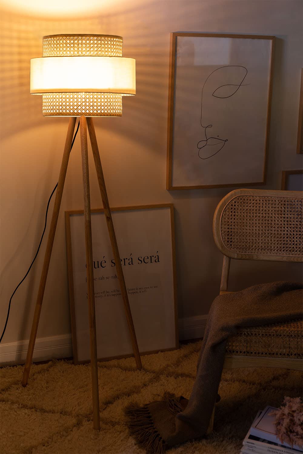 Rattan Cane Webbing Floor Lamp Bamboo Floor Lamp Cane Floor Lamp -Aidana by Luxury Rattan Handicrafts  - Lighting > Floor Lamps