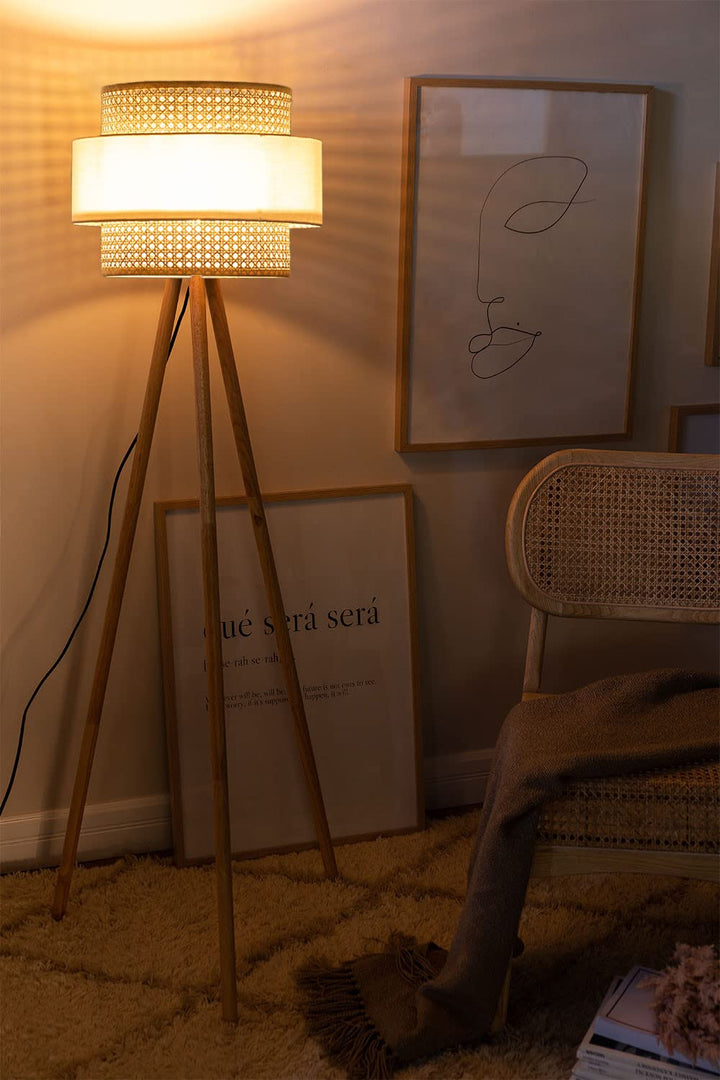 Rattan Cane Webbing Floor Lamp Bamboo Floor Lamp Cane Floor Lamp -Aidana by Luxury Rattan Handicrafts  - Lighting > Floor Lamps