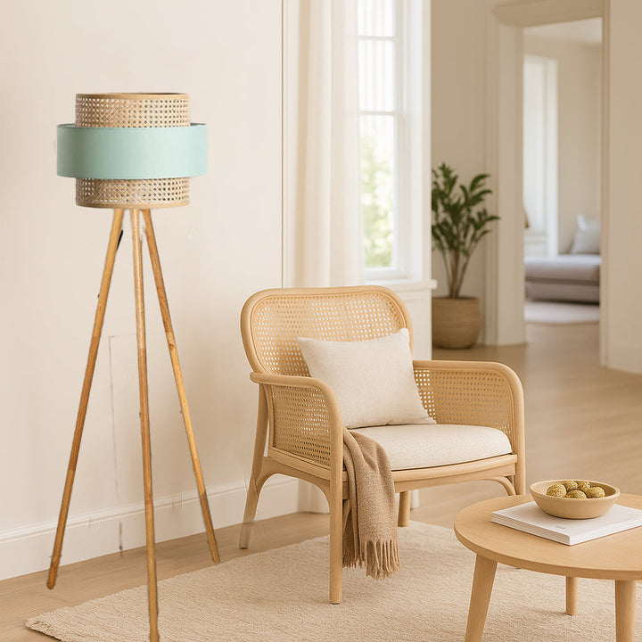 Rattan Cane Webbing Floor Lamp Bamboo Floor Lamp Cane Floor Lamp -Aidana by Luxury Rattan Handicrafts  - Lighting > Floor Lamps