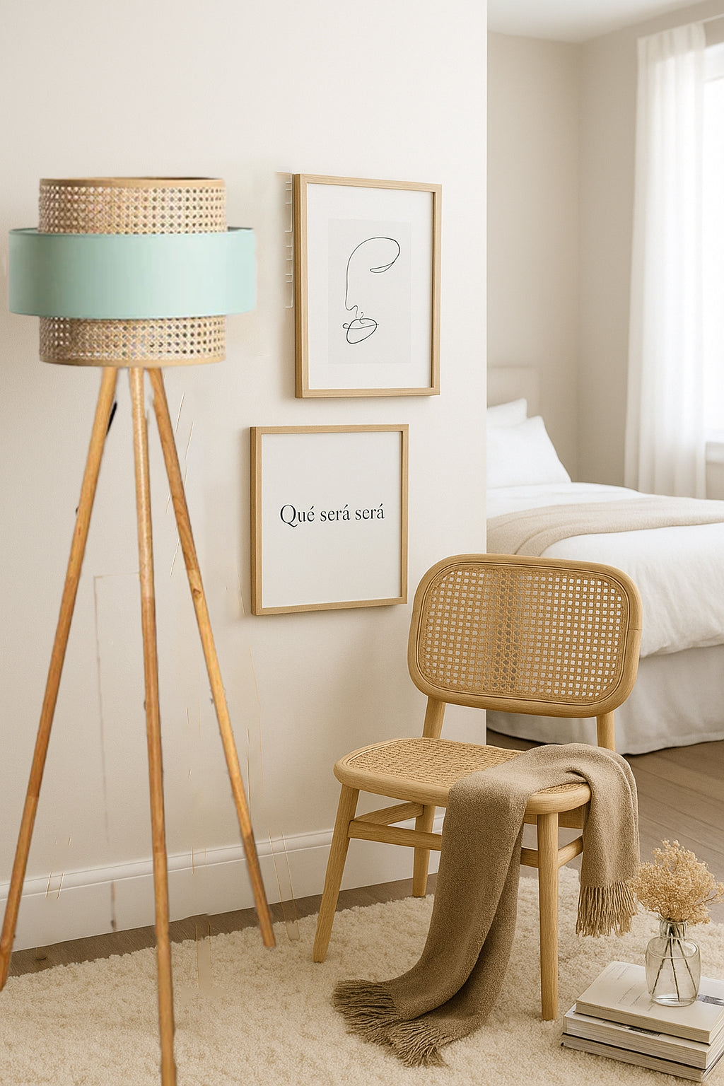 Rattan Cane Webbing Floor Lamp Bamboo Floor Lamp Cane Floor Lamp -Aidana by Luxury Rattan Handicrafts  - Lighting > Floor Lamps