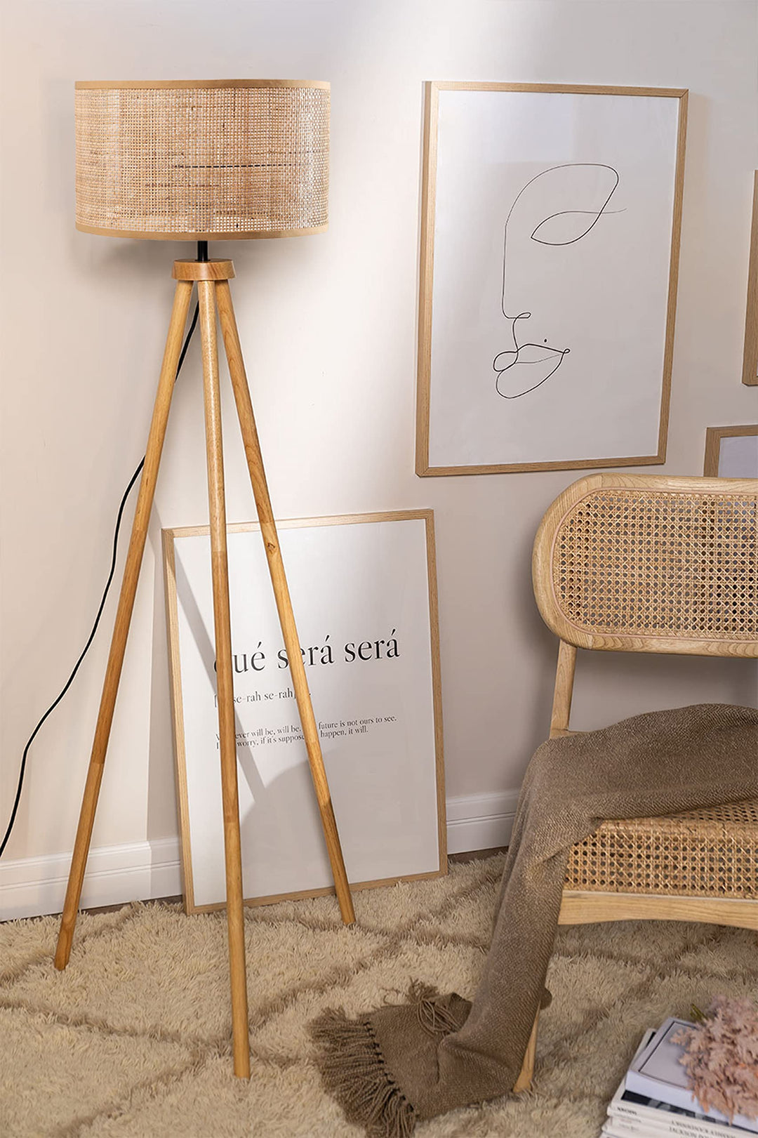 Rattan Cane Webbing Floor Lamp Bamboo Floor Lamp Cane Floor Lamp- Ammie by Luxury Rattan Handicrafts  - Lighting > Floor Lamps