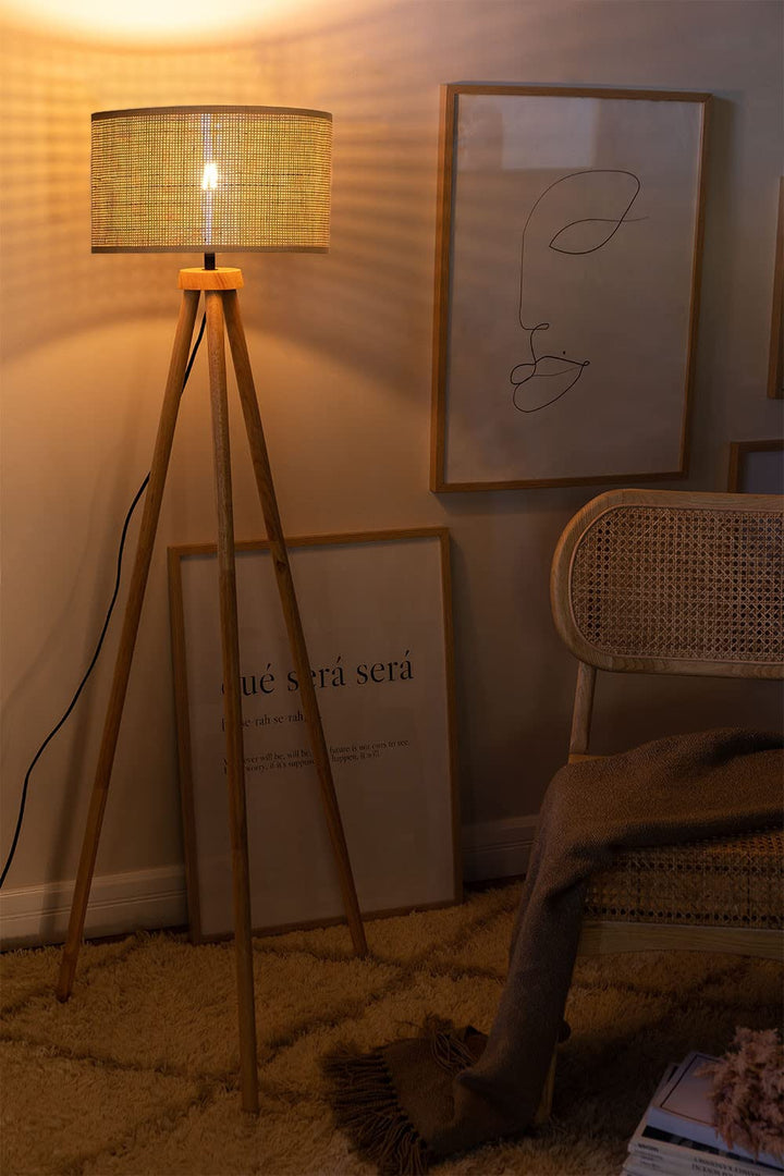 Rattan Cane Webbing Floor Lamp Bamboo Floor Lamp Cane Floor Lamp- Ammie by Luxury Rattan Handicrafts  - Lighting > Floor Lamps
