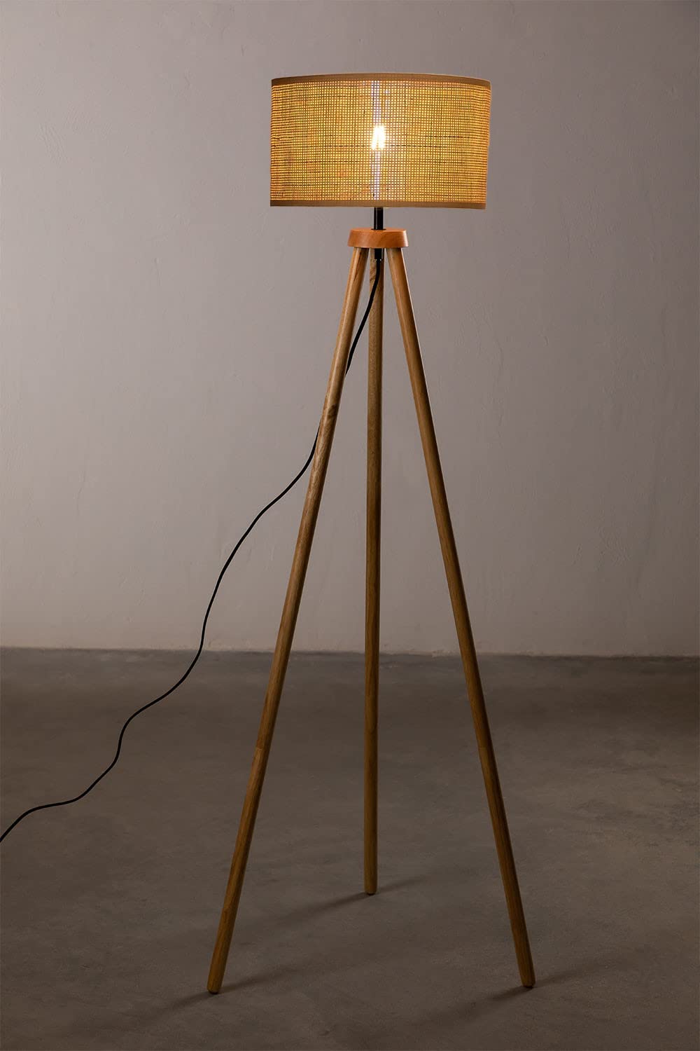 Rattan Cane Webbing Floor Lamp Bamboo Floor Lamp Cane Floor Lamp- Ammie by Luxury Rattan Handicrafts  - Lighting > Floor Lamps