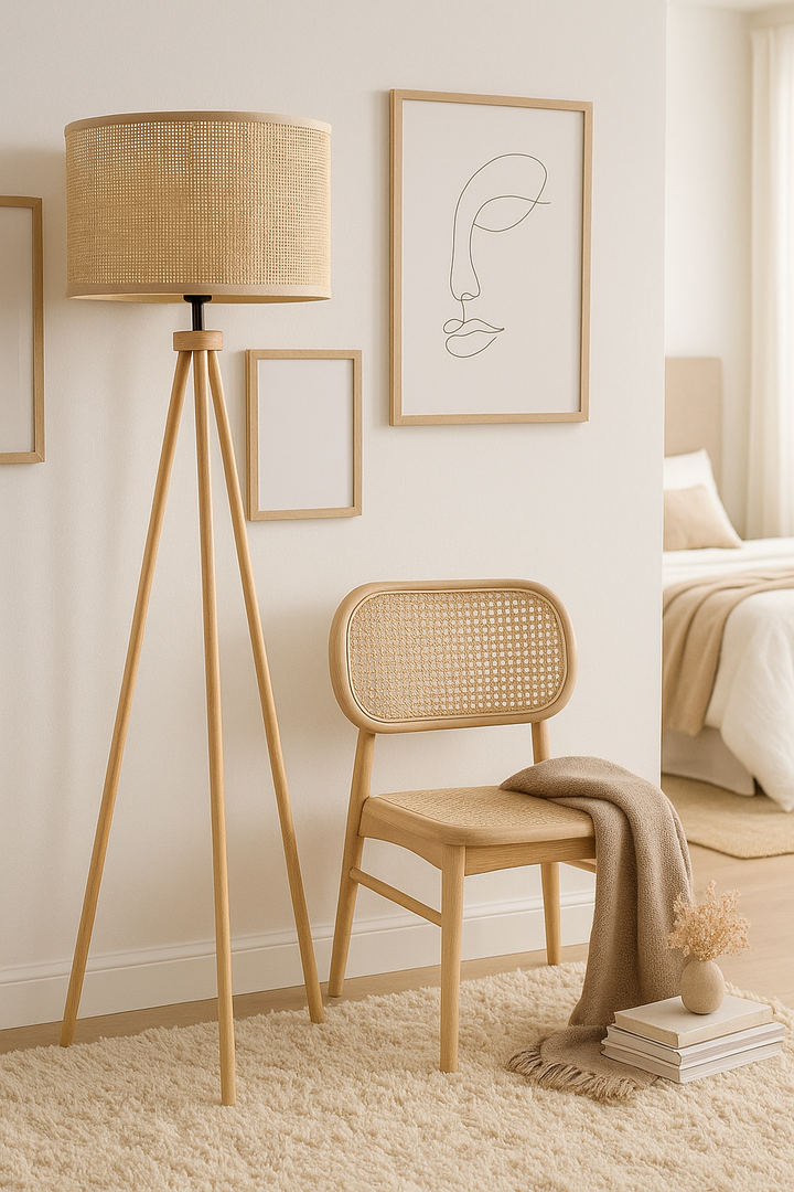 Rattan Cane Webbing Floor Lamp Bamboo Floor Lamp Cane Floor Lamp- Ammie by Luxury Rattan Handicrafts  - Lighting > Floor Lamps