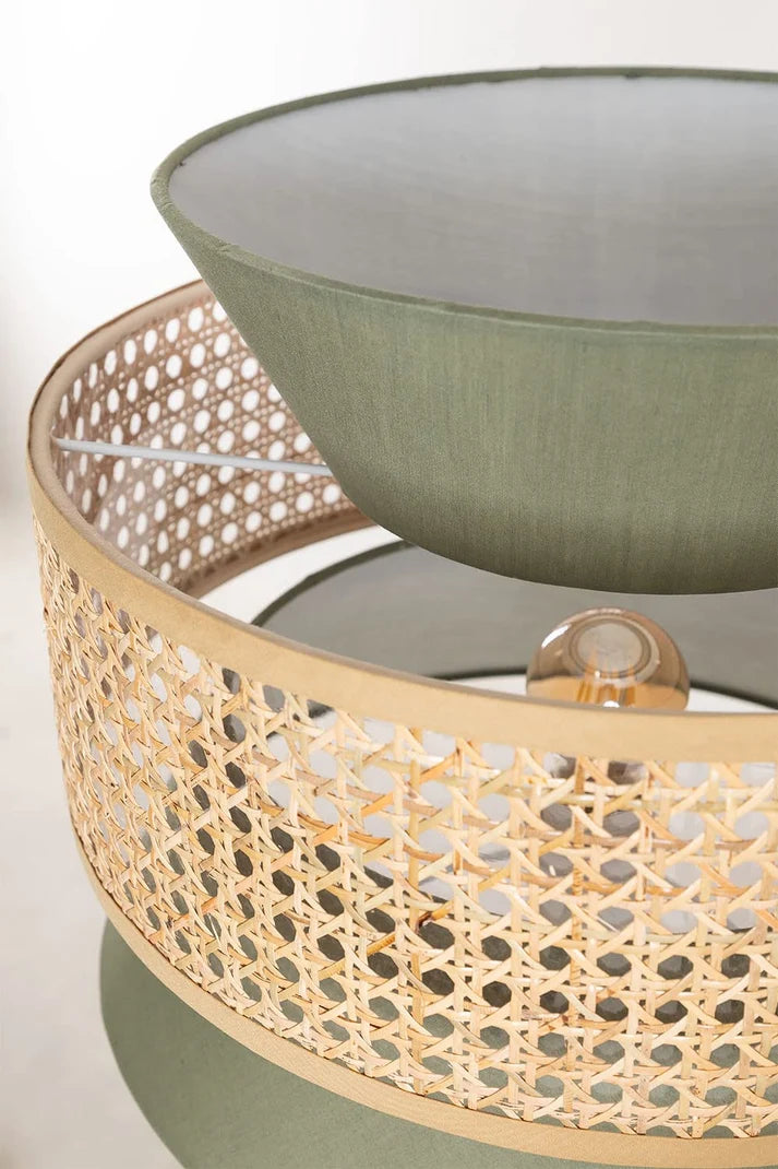 Rattan Cane Floor Lamp for Bedroom | Japandi Standing Lamp - Angelea