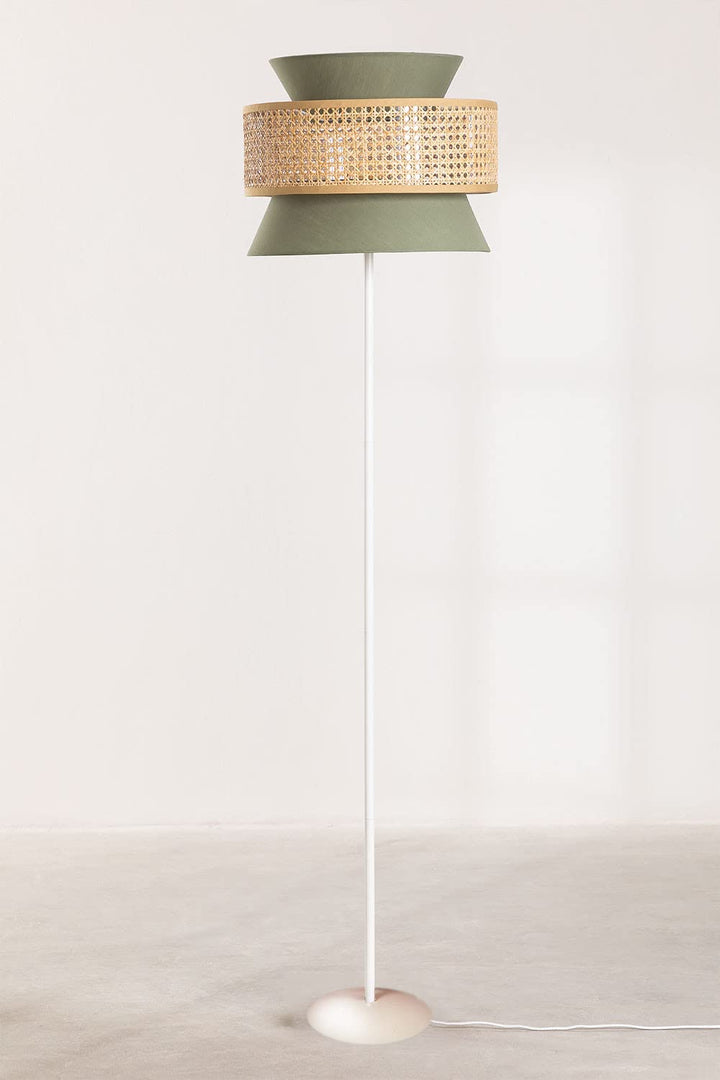 Rattan Cane Floor Lamp for Bedroom | Japandi Standing Lamp - Angelea