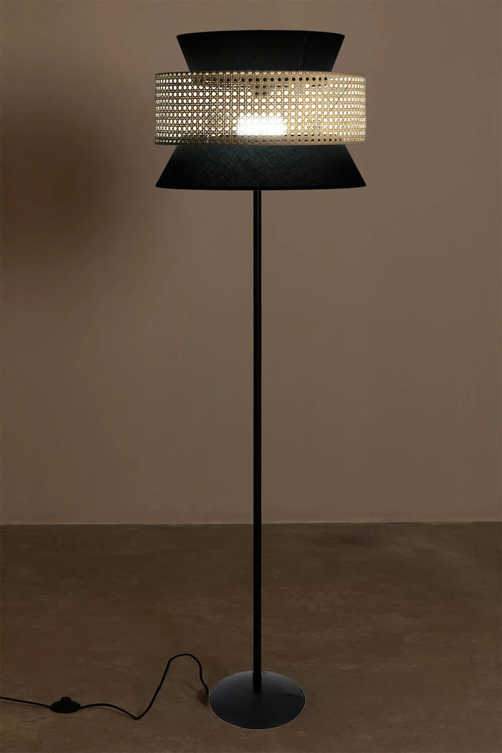 Rattan Cane Floor Lamp for Drawing Room | Modern Standing Lamp - Abriana