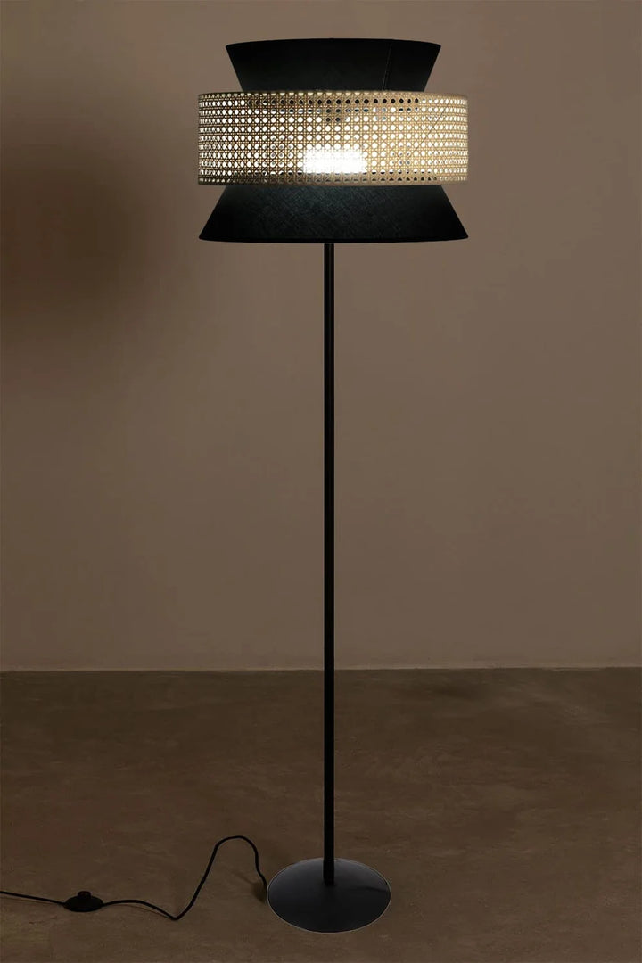 Rattan Cane Floor Lamp for Drawing Room | Modern Standing Lamp - Abriana