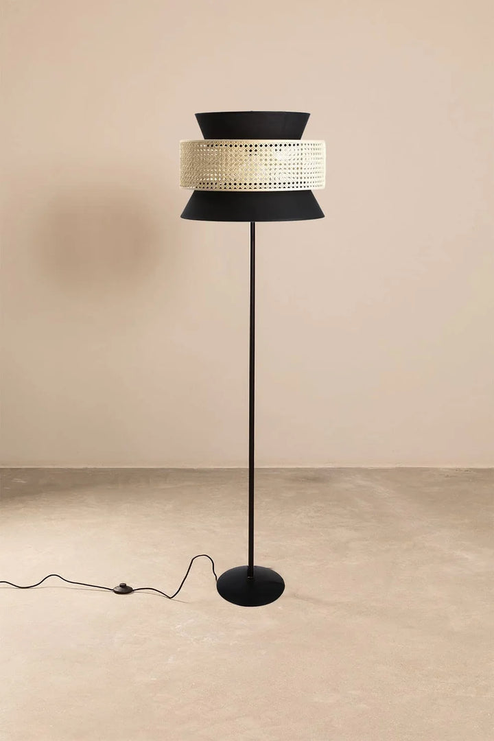 Rattan Cane Floor Lamp for Drawing Room | Modern Standing Lamp - Abriana