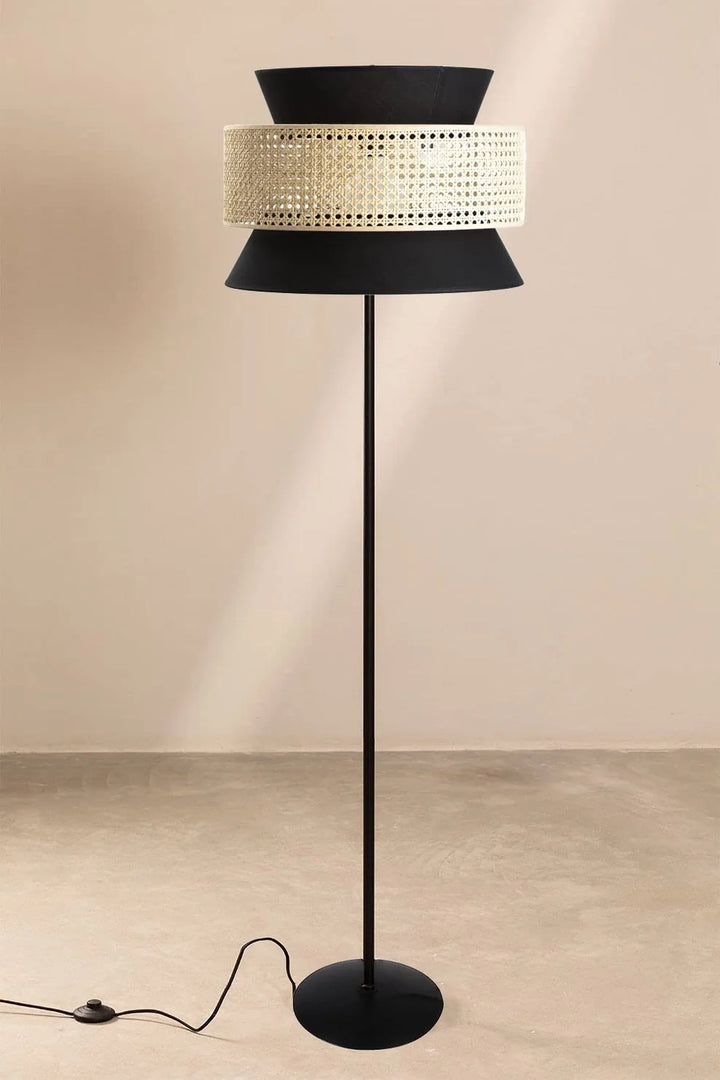 Rattan Cane Floor Lamp for Drawing Room | Modern Standing Lamp - Abriana