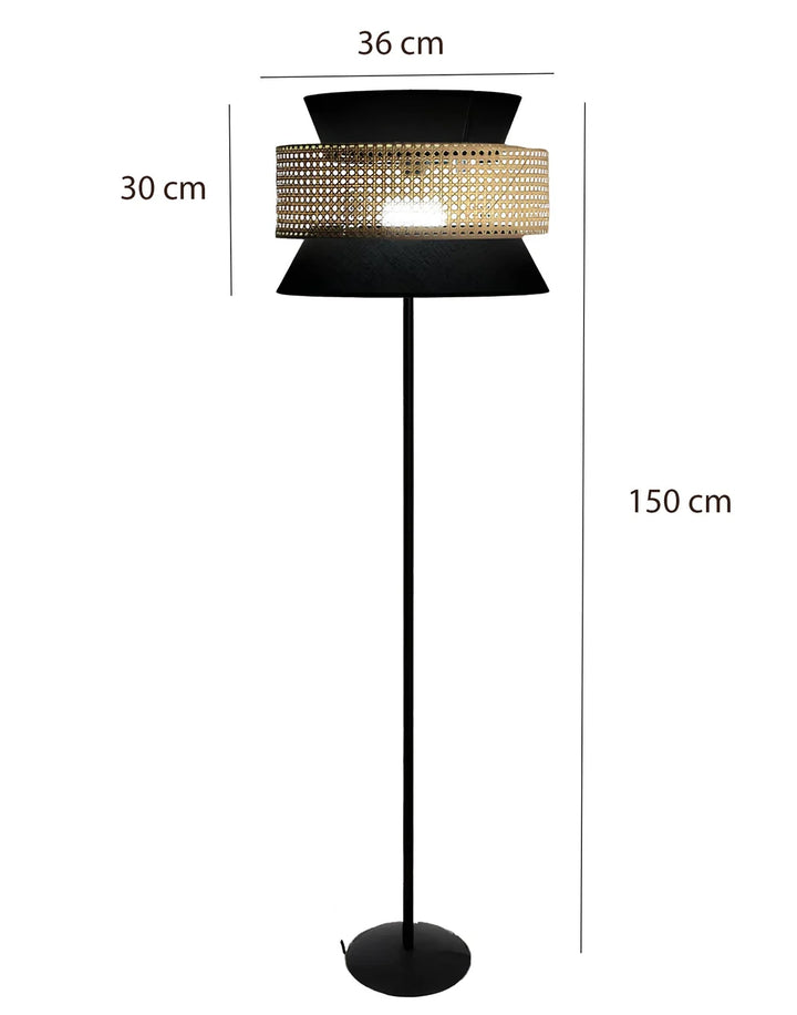 Rattan Cane Floor Lamp for Drawing Room | Modern Standing Lamp - Abriana
