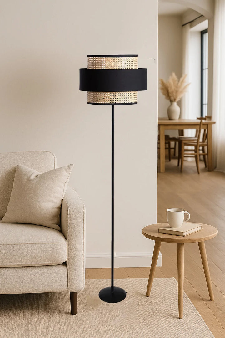 Rattan Cane Floor Lamp for Living Room | Modern Standing Lamp - Mary