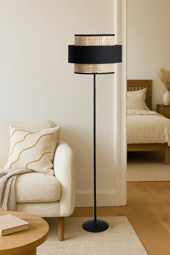 Rattan Cane Floor Lamp for Living Room | Modern Standing Lamp - Mary