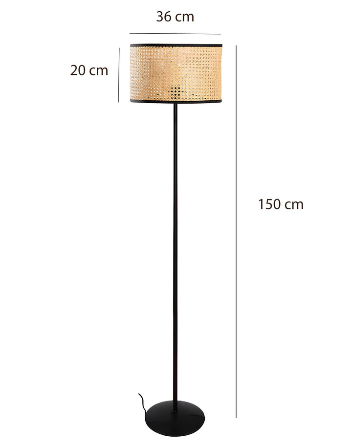Rattan Cane Webbing Floor Lamp Bamboo Floor Lamp Cane Floor Lamp-Astrid by Luxury Rattan Handicrafts  - Lighting > Floor Lamps