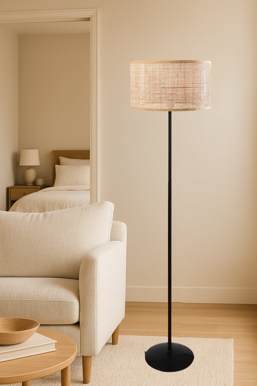 Luxury Rattan Handicrafts  Rattan Cane Webbing Floor Lamp Bamboo Floor Lamp Cane Floor Lamp Standing Lamp Wooden Standing lamp for Living Room...