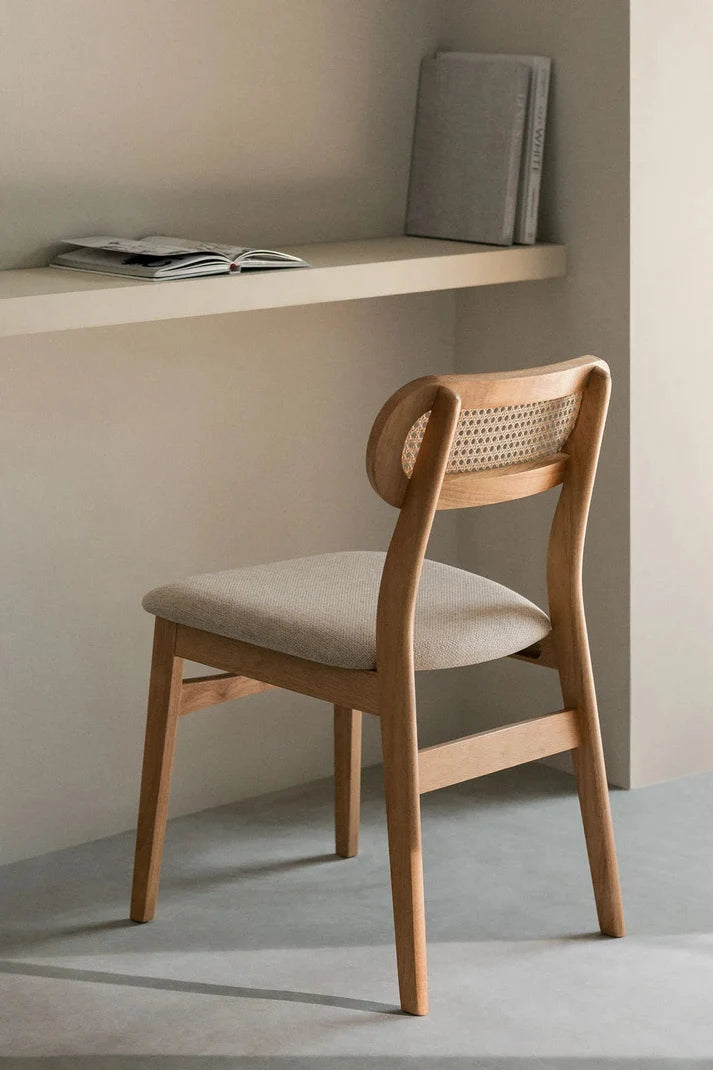 Rattan Dining Chair Teak Wood Finish | Woven Chair - Leivel