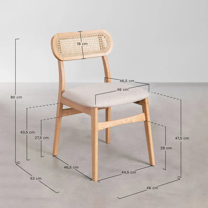 Rattan Dining Chair Teak Wood Finish | Woven Chair - Leivel