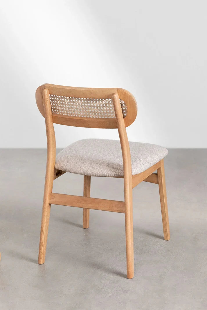 Rattan Dining Chair Teak Wood Finish | Woven Chair - Leivel