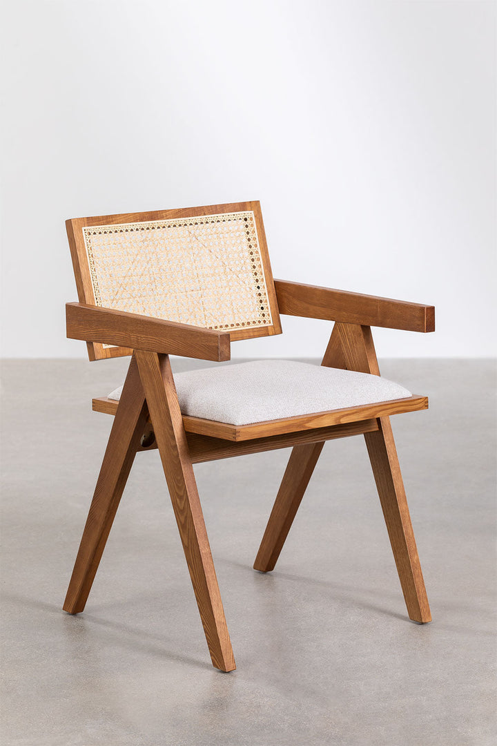 Rattan Dining Chair Teak Wood Finish | Woven Garden Chair
