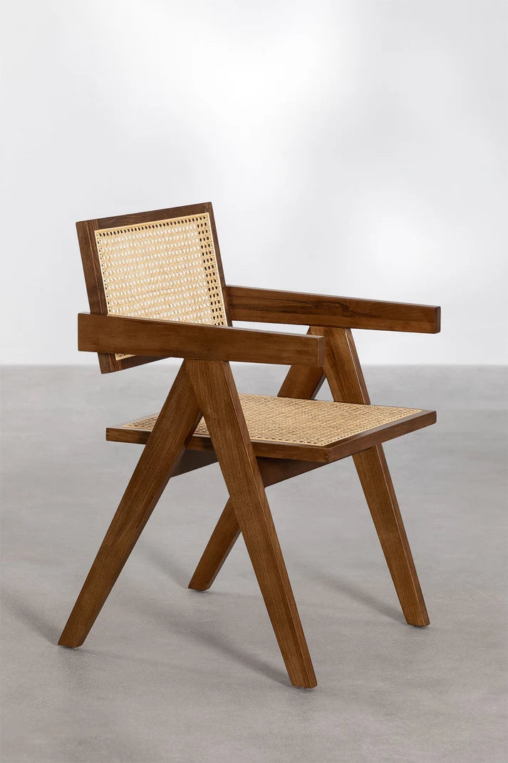 Rattan Dining Chair Teak Finish | Woven Garden Chair - Pryce