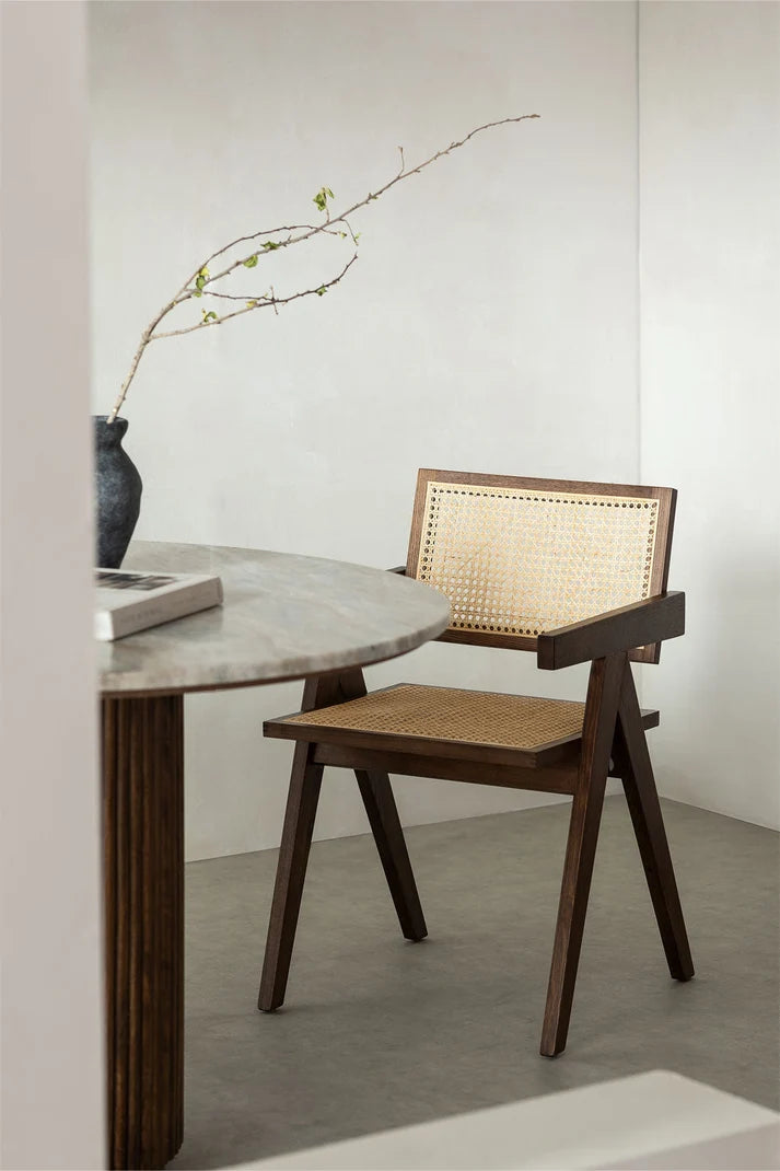 Rattan Dining Chair Teak Finish | Woven Garden Chair - Pryce