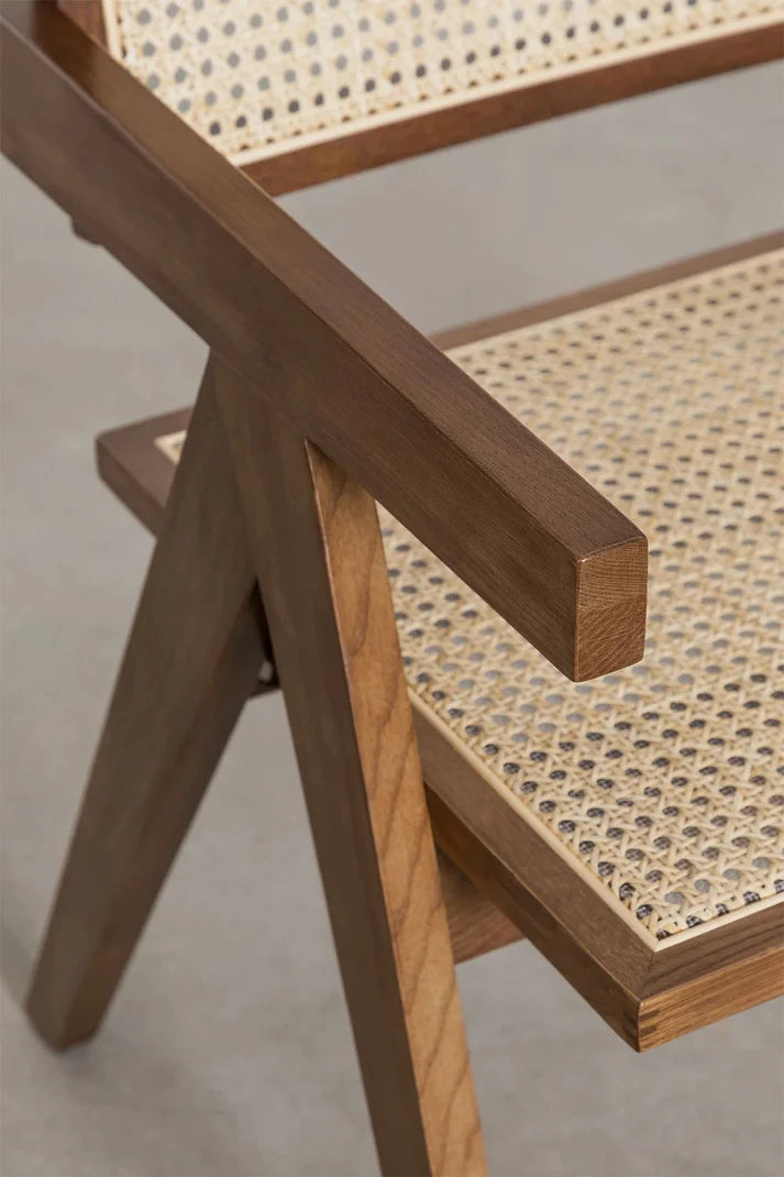 Rattan Dining Chair Teak Finish | Woven Garden Chair - Pryce