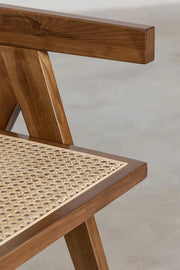 Rattan Dining Chair Teak Finish | Woven Garden Chair - Pryce