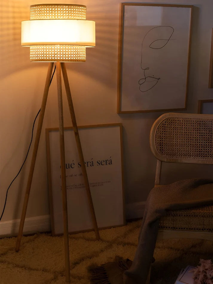 Rattan Floor Lamp for Bedroom | Boho Standing Lamp - Torvald