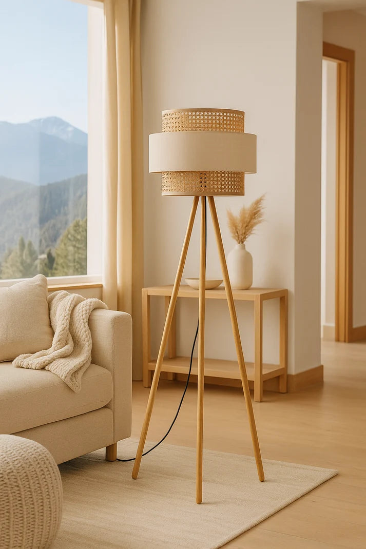 Rattan Floor Lamp for Bedroom | Boho Standing Lamp - Torvald