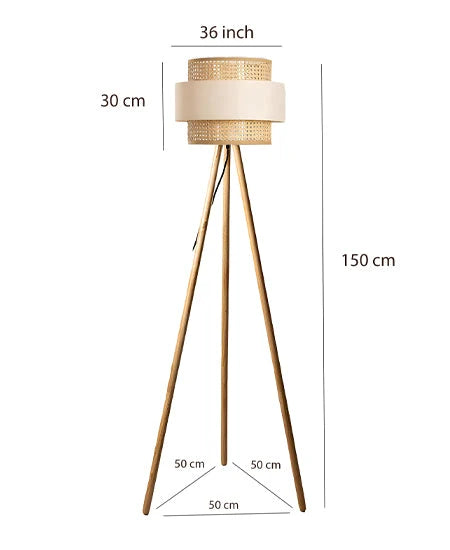 Rattan Floor Lamp for Bedroom | Boho Standing Lamp - Torvald