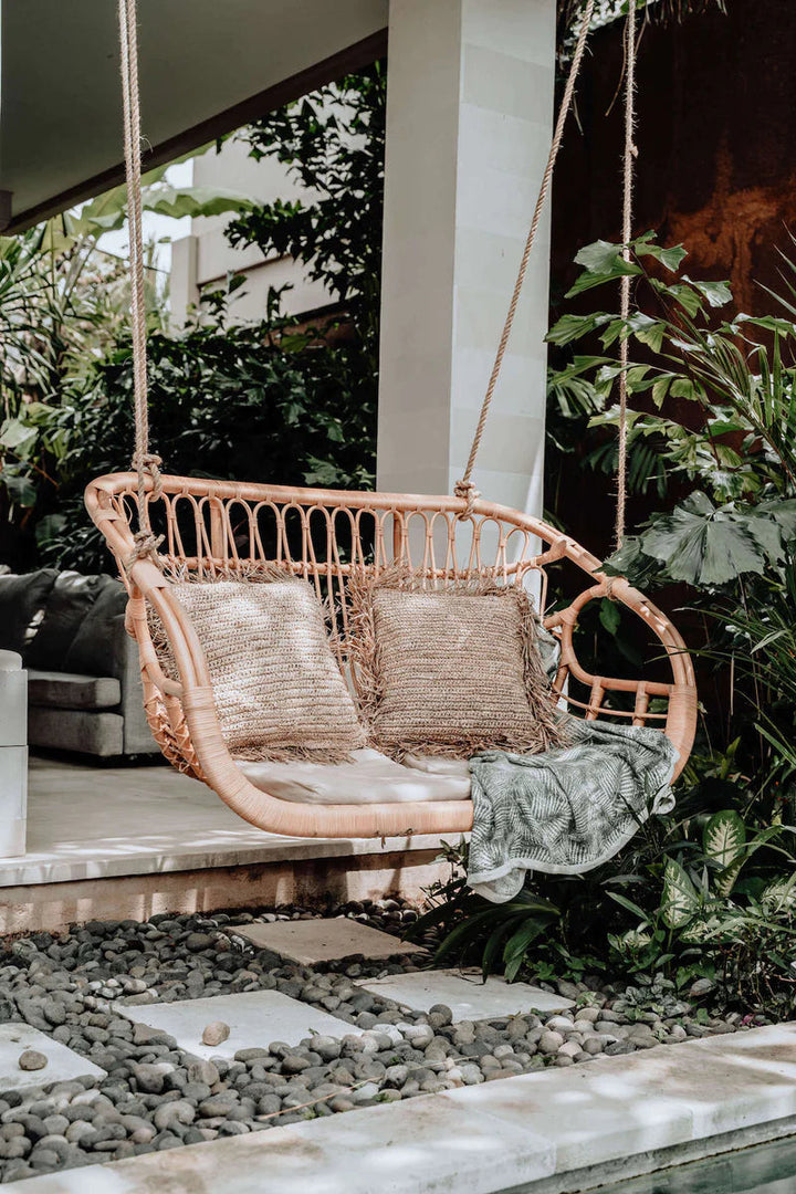 Rattan Bamboo Swing Chair for Balcony & Patio- Kaia