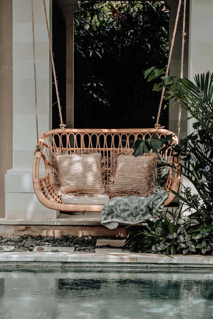 Rattan Bamboo Swing Chair for Balcony & Patio- Kaia