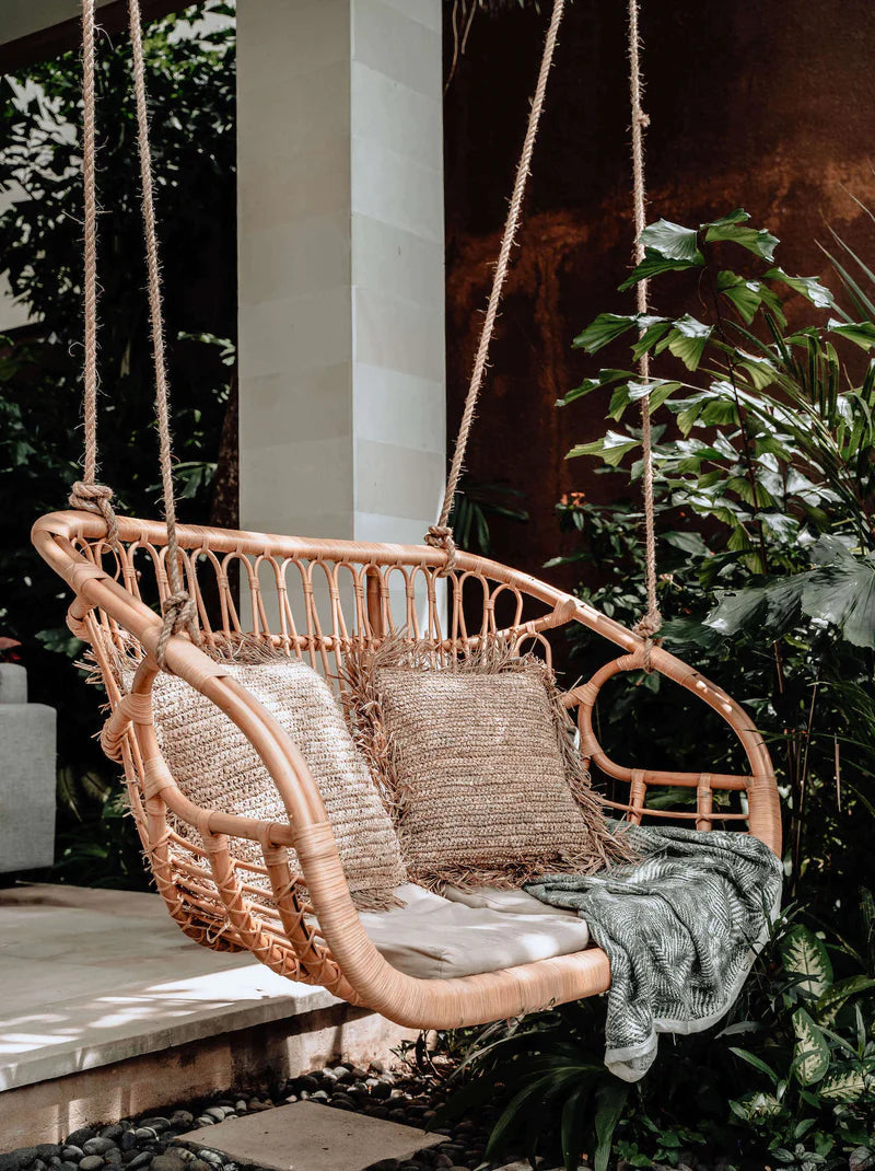 Rattan Bamboo Swing Chair for Balcony & Patio- Kaia