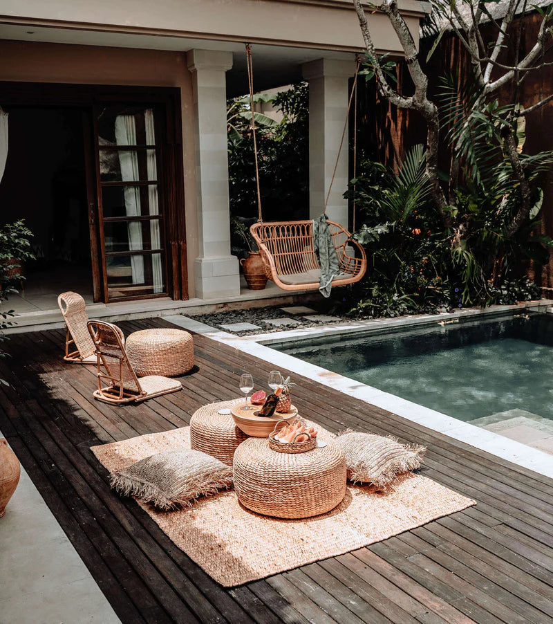 Rattan Bamboo Swing Chair for Balcony & Patio- Kaia