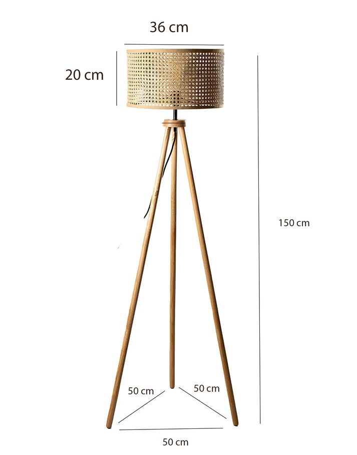 Rattan Tripod Floor Lamp for Living Room | Modern Standing Lamp - Harry Lewis