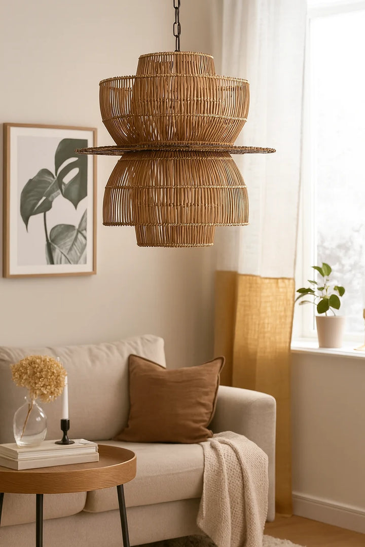 Wicker Hanging Light for Hallway | Rattan Pendant Lamp - Riab