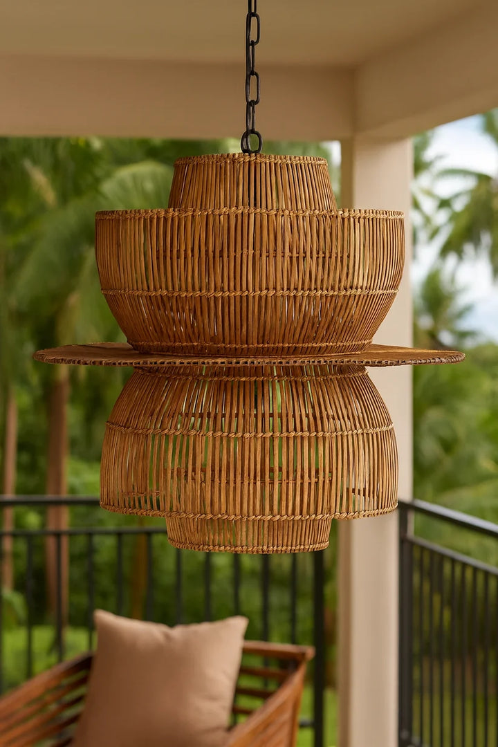 Wicker Hanging Light for Hallway | Rattan Pendant Lamp - Riab