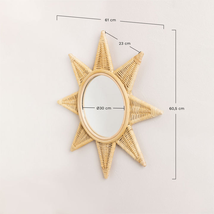 Bamboo Wall Mirror for living room | Cane Wall Mirror | Rattan Mirror - Larisa - Luxury Rattan Handicrafts 