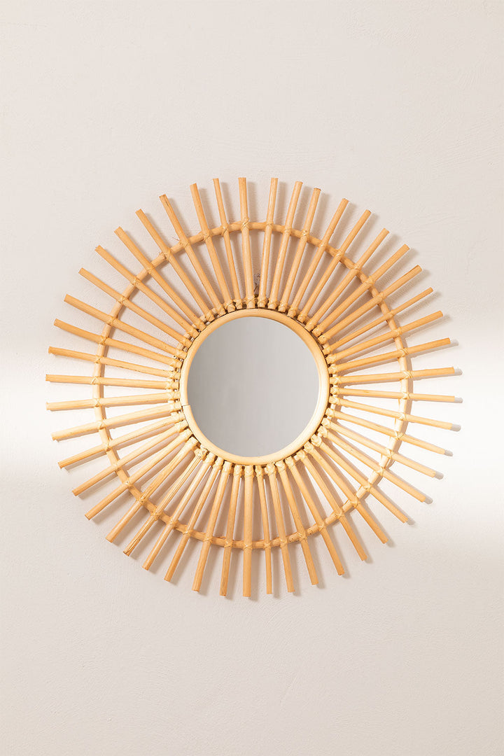 Rattan Wall Mirror for Living Room - Fintain