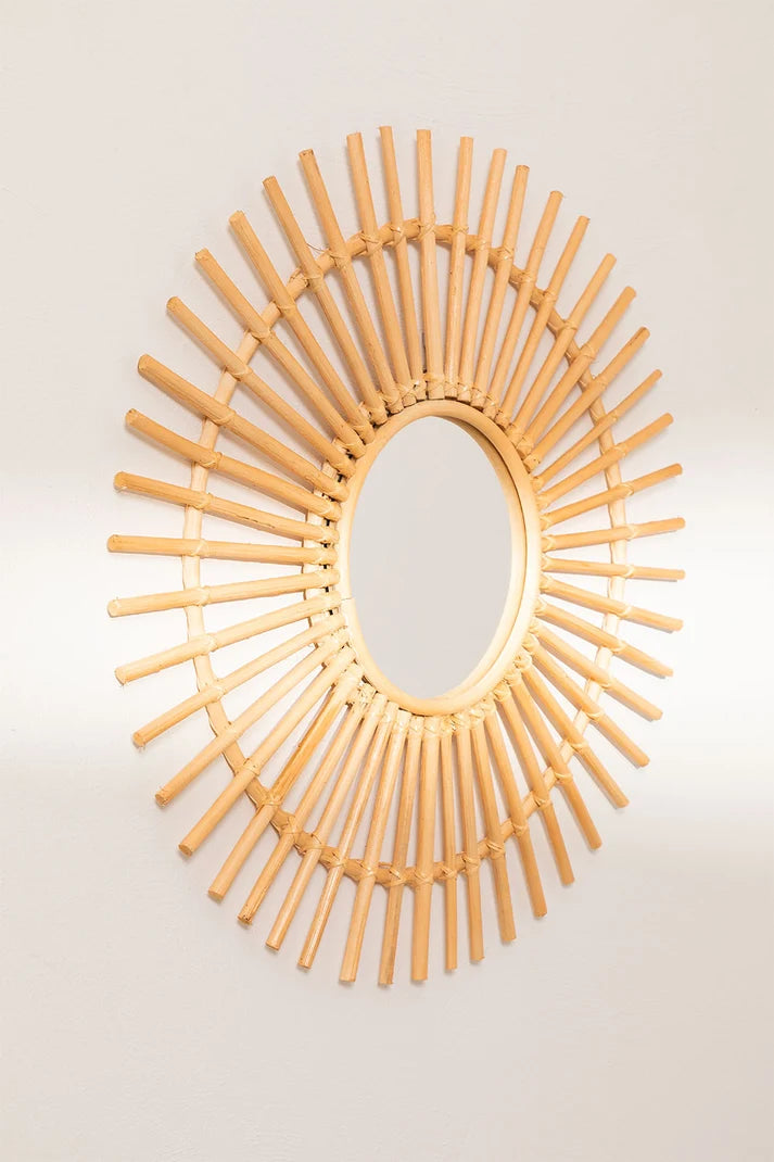 Rattan Wall Mirror for Living Room - Fintain