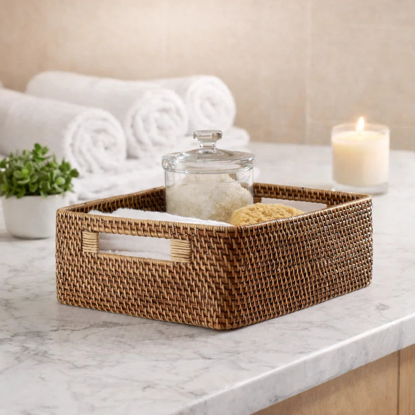 Bamboo Storage Basket 12x8x4 Inch for Home - Blaise