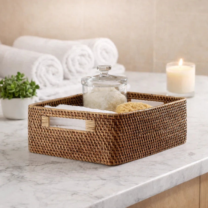 Bamboo Storage Basket 12x8x4 Inch for Home - Blaise