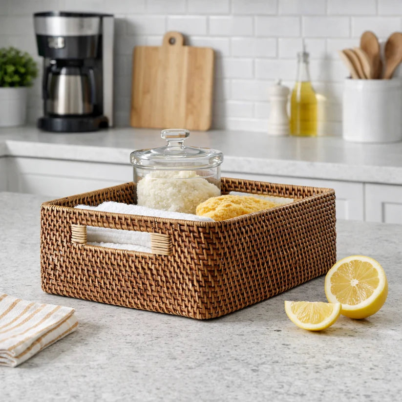 Bamboo Storage Basket 12x8x4 Inch for Home - Blaise