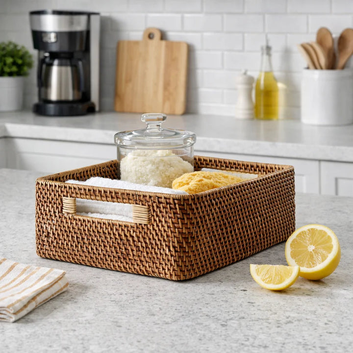 Bamboo Storage Basket 12x8x4 Inch for Home - Blaise