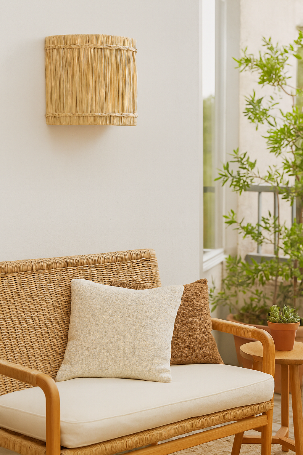 Raffia Wall Light for Living Room | Boho Paper Wall Sconce - Pryor